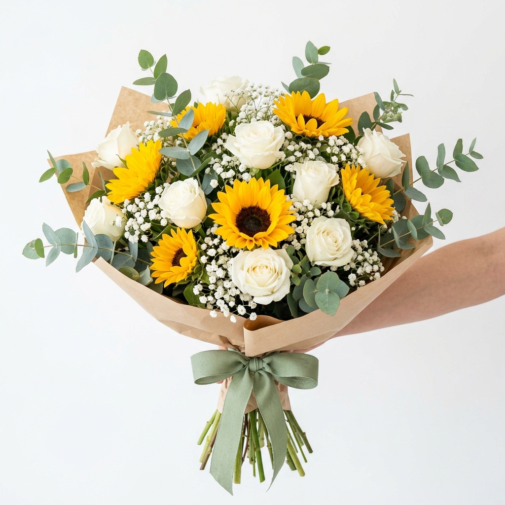 Golden Sunflower & Roses